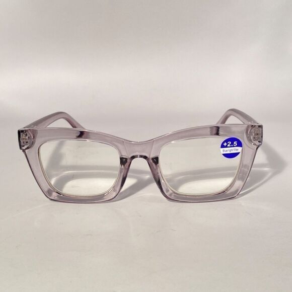 1071 Gretchen Reading Glasses 2.5 Square Clear Gray Frames Oversize NWT - Picture 3 of 9